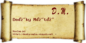 Deáky Máté névjegykártya
