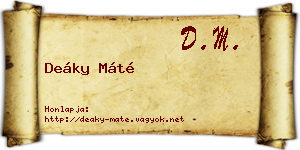 Deáky Máté névjegykártya